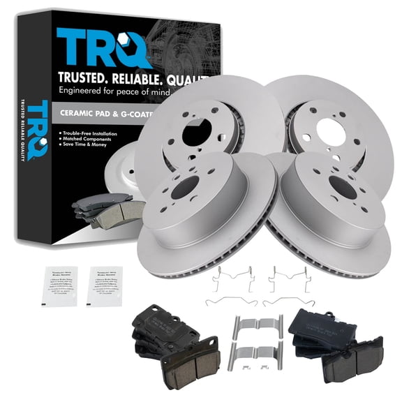 TRQ Front and Rear Brake Pad & Rotor Kit Brake Pads Brake Rotor Ceramic Premium G-Coated Fits Select 2007-2011 Lexus GS350 2006-2007 GS430 GS450h 2008-2011 GS460 2006-2013 IS350