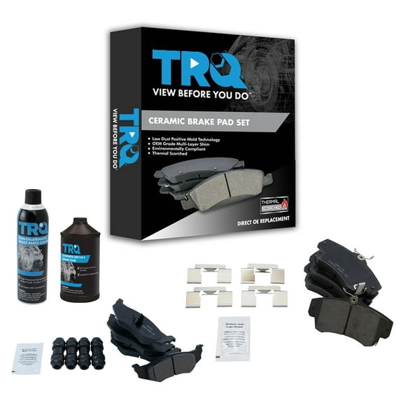 TRQ Front & Rear Ceramic Brake Pad Kit w/Chemicals for Dodge Chrysler BFA15252