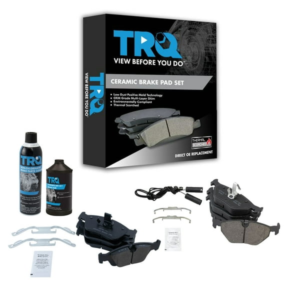 TRQ Front & Rear Ceramic Brake Pad Kit w/Fluids for BMW 323Ci 325i 325Ci 325Xi BFA15216 Fits select: 2003-2005 BMW Z4, 2000 BMW Z3 2.8