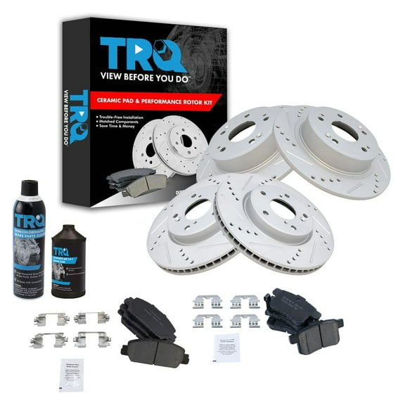 TRQ Front & Rear Ceramic Brake Pad & Performance Coated Rotor Kit w/Chemicals BKA17864 Fits select: 2013 HONDA ACCORD EXL, 2014-2015 HONDA ACCORD SPORT