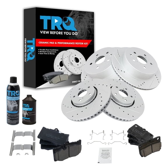 TRQ Front Rear Ceramic Brake Pad Performance Rotor Kit w/Chemicals BKA15824 Fits select: 2006-2011 LEXUS GS, 2006-2008 LEXUS IS