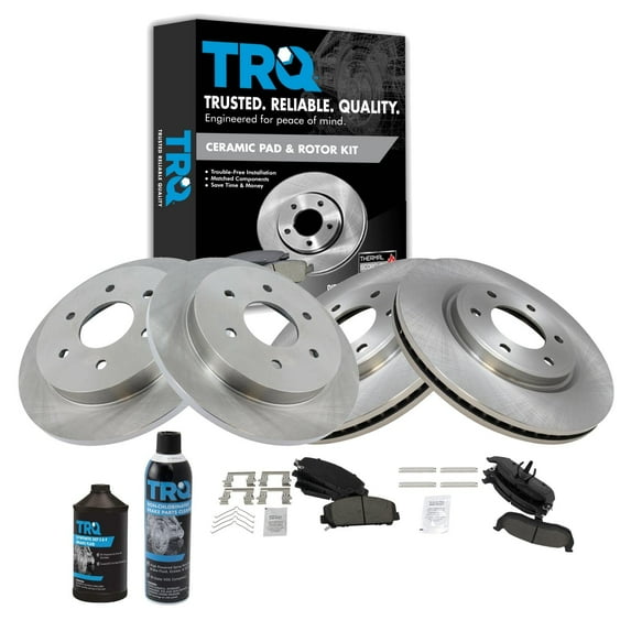 TRQ Front & Rear Ceramic Brake Pad & Rotor Kit w/Fluids for Armada Titan Truck BKA15794 Fits select: 2011-2015 NISSAN TITAN, 2012-2015 NISSAN ARMADA