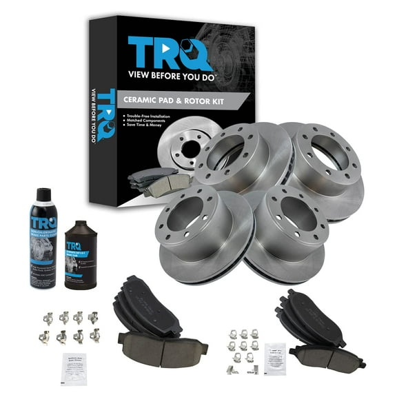 TRQ Front & Rear Ceramic Brake Pad & Rotor Kit w/Fluids for F250 F350 Super Duty BKA16958 Fits select: 2005-2007 FORD F250, 2005-2007 FORD F350