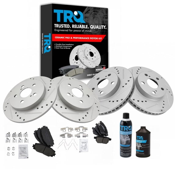 TRQ Front & Rear Ceramic Brake Pads & Rotors For 10-15 Toyota Prius Lexus CT200h BKA19624