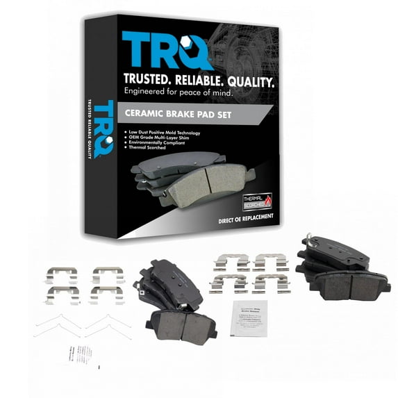 TRQ Front & Rear Ceramic Disc Brake Pad Kit for Santa Fe Sport Sorento New BFA20175 Fits select: 2016-2018 KIA SORENTO, 2017-2018 HYUNDAI SANTA FE SPORT