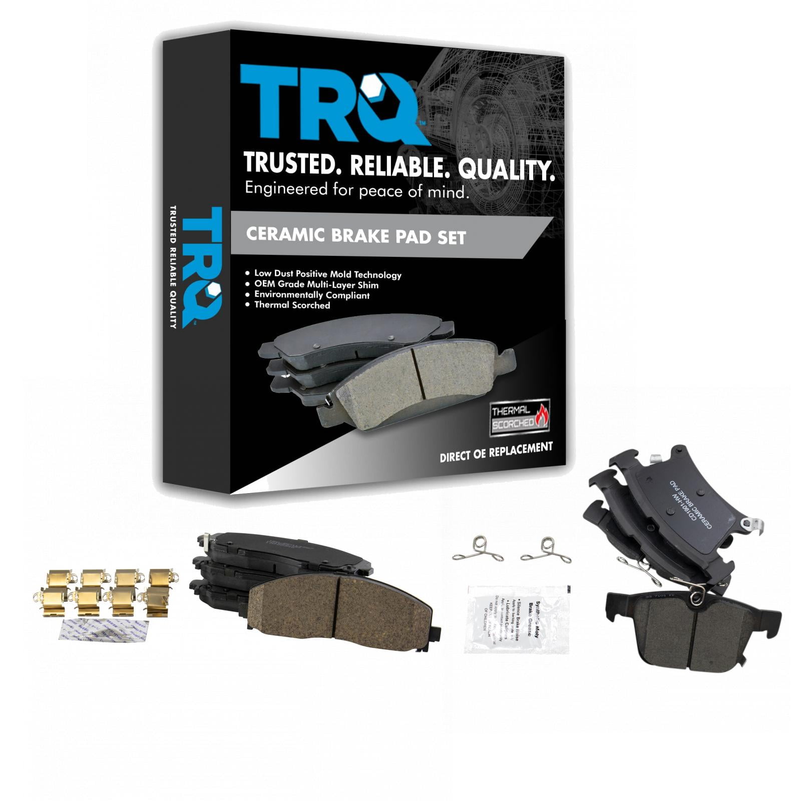 TRQ Front ＆ Rear Ceramic Disc Brake Pads ＆ G-Coated Rotor Kit for 08-13 Toyota Highlander Bmw Brakes And Rotors TRQ Premium Posi Ceramic Disc Brake Pad