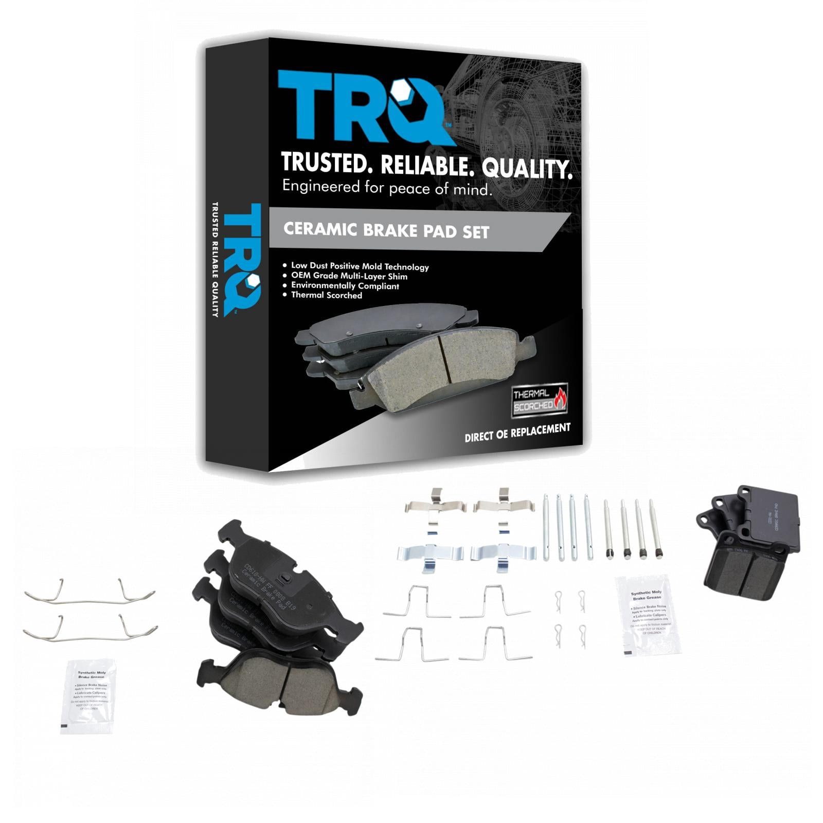 TRQ Front & Rear Ceramic Disc Brake Pad Kit for Volvo 850 C70 S70 V70 ...