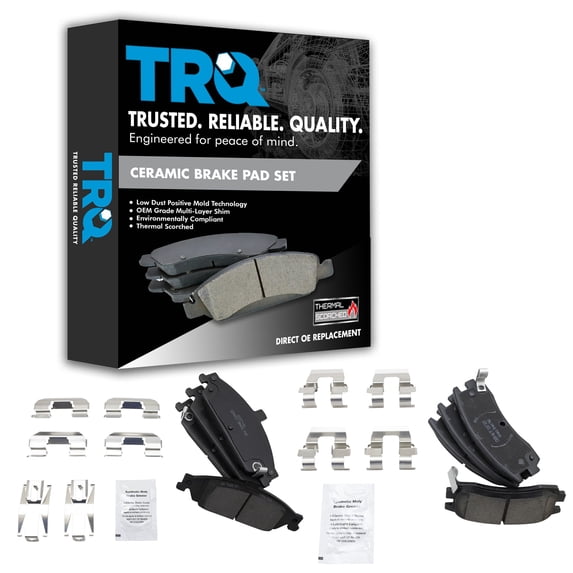 TRQ Front & Rear Ceramic Disc Brake Pad Set for Chevy Pontiac Olds New BFA13059 Fits select: 1999-2005 PONTIAC GRAND AM, 1999-2004 OLDSMOBILE ALERO