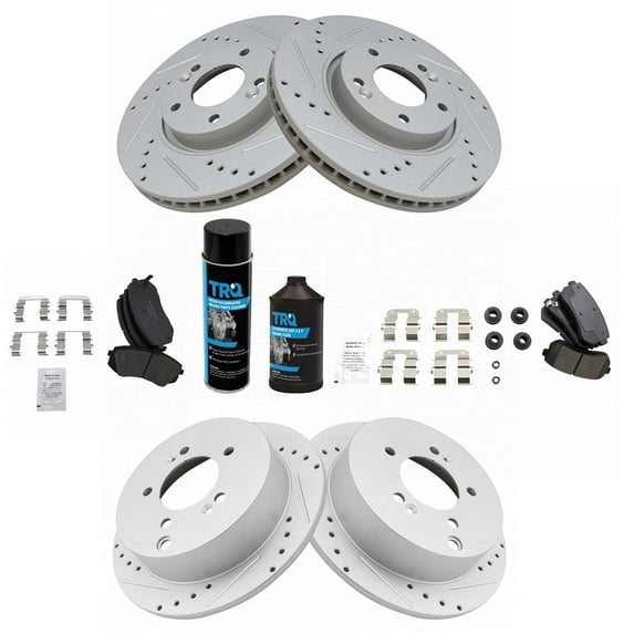 TRQ Front & Rear Ceramic Pads Performance Rotors & Fluids for Tucson Sportage BKA20666 Fits select: 2012-2016 KIA SPORTAGE, 2011-2013 HYUNDAI TUCSON GLS/LIMITED