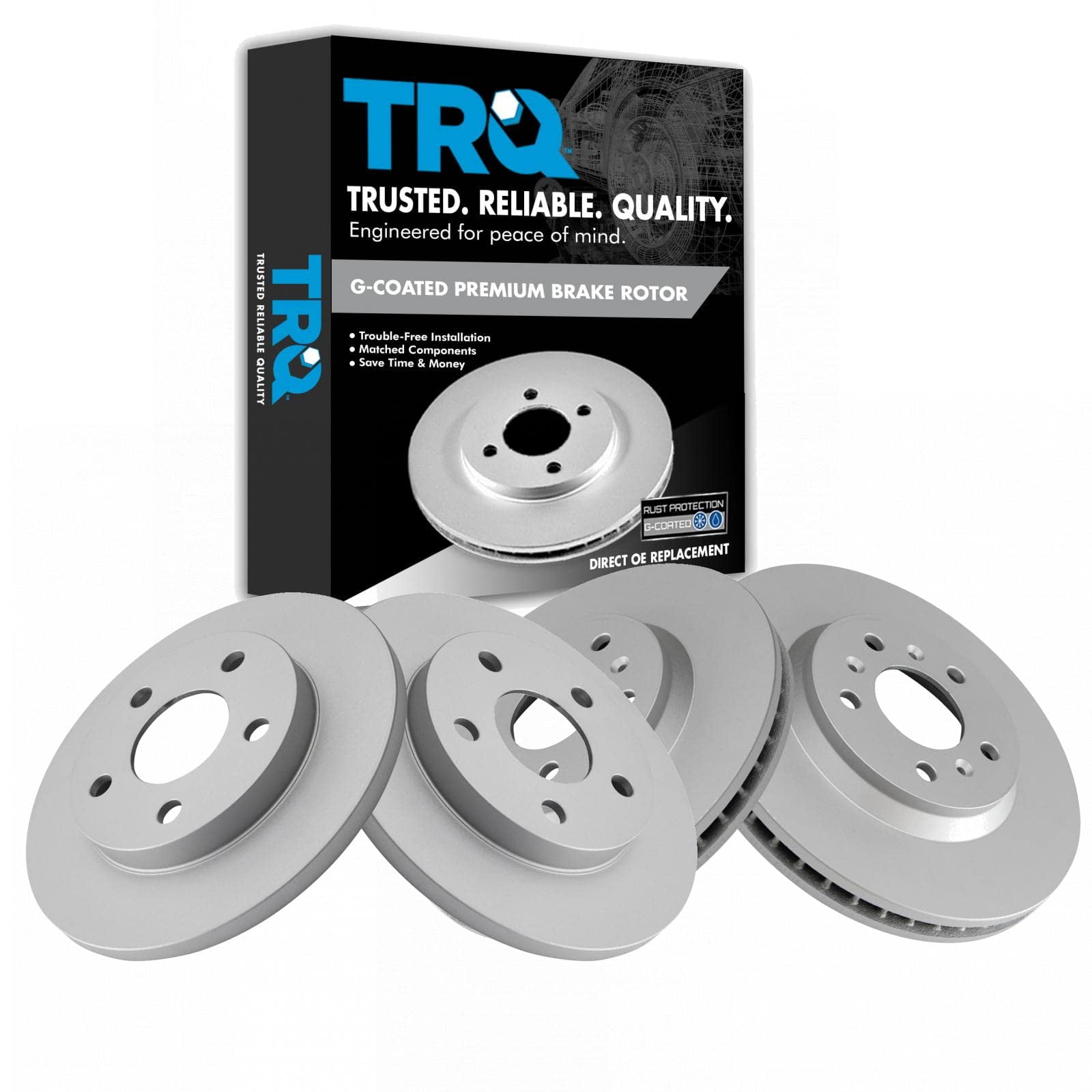 TRQ Front and Rear Brake Rotors Set Premium G-Coated Fits Select 2011 ...