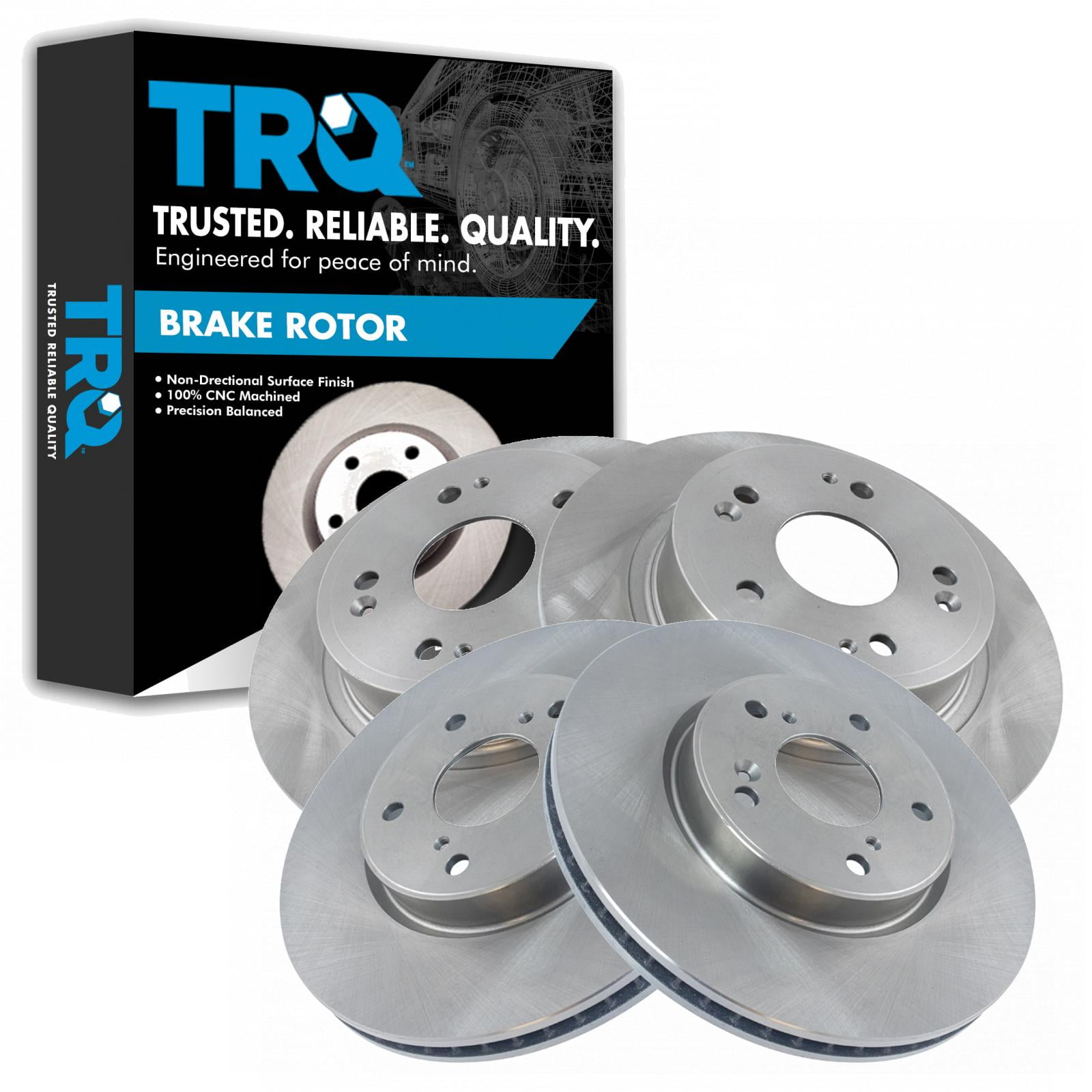 TRQ Front & Rear Disc Brake Rotor Kit of 4 for Honda Accord 2.4L New