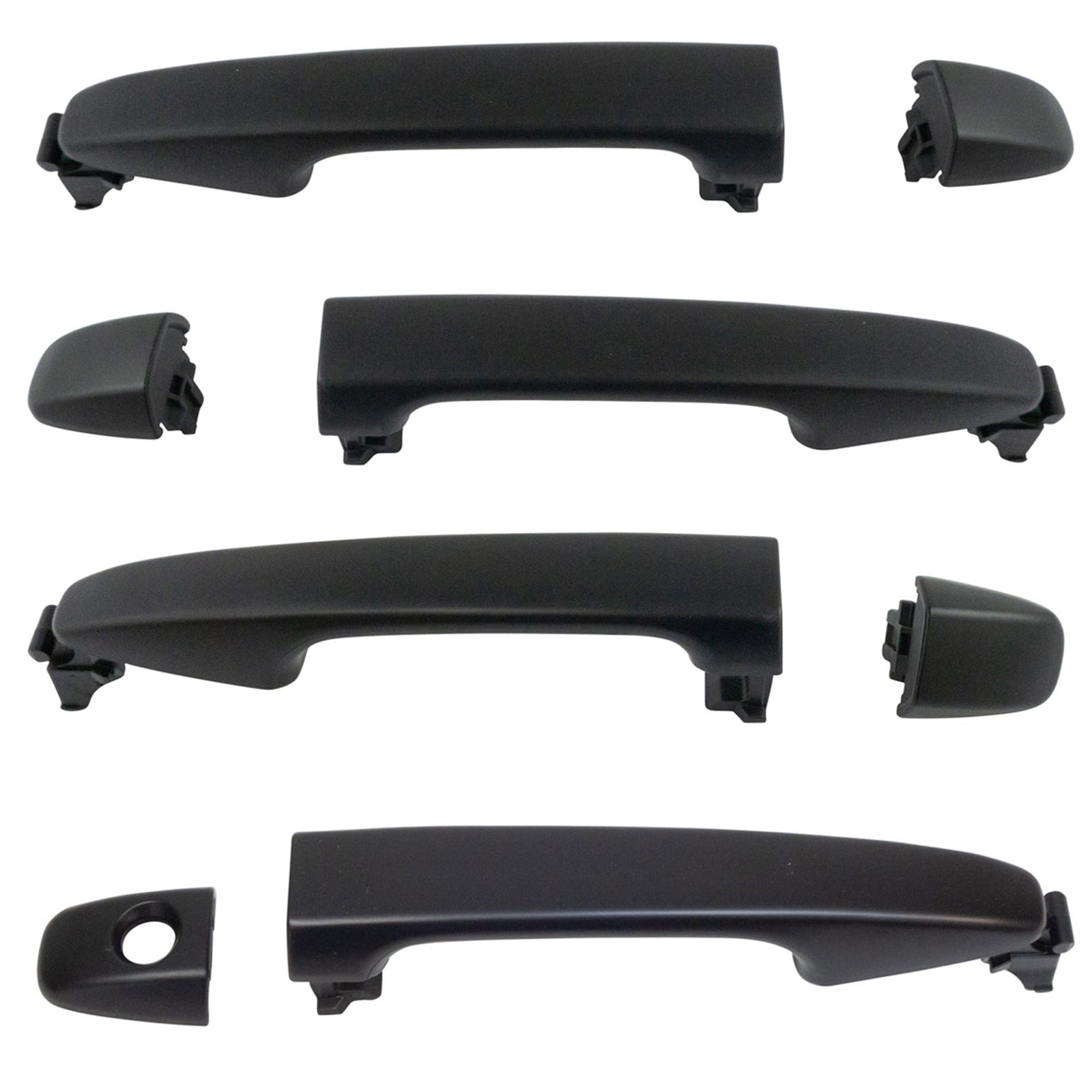 TRQ Front Rear Exterior Outside PTM Black Door Handle Kit Set 4pc for