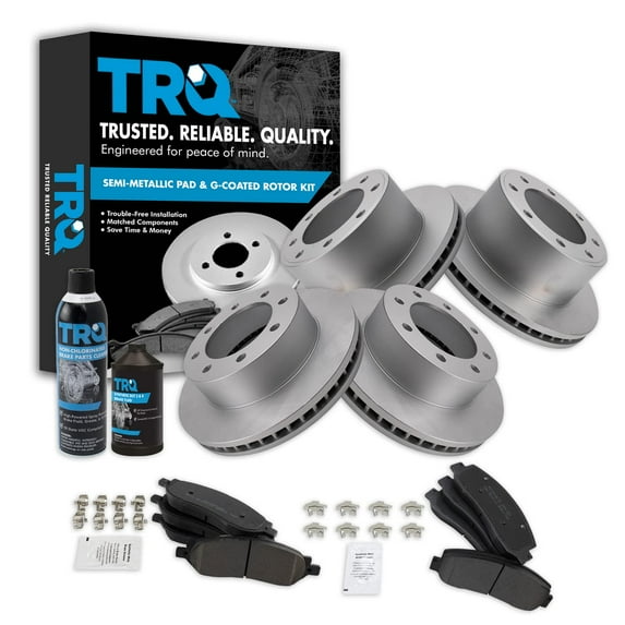 TRQ Front Rear Metallic Brake Pad & Coated Rotor Kit w/Fluids for F250 F350 BKA23274 Fits select: 2005-2007 FORD F250, 2005-2007 FORD F350