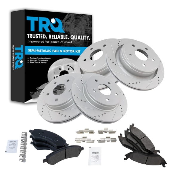 TRQ Front & Rear Metallic Brake Pad & Performance Rotor Kit Fits Select Chrysler Dodge