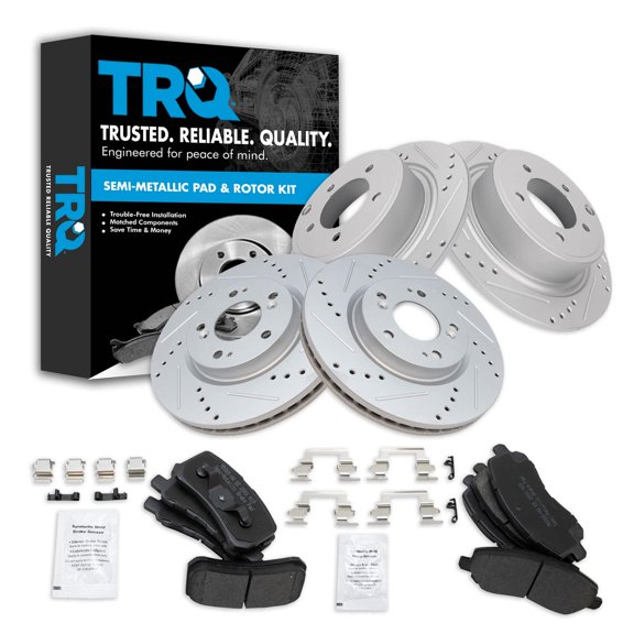 TRQ Front & Rear Metallic Brake Pad & Performance Rotor Kit Fits Select Dodge Chrysler