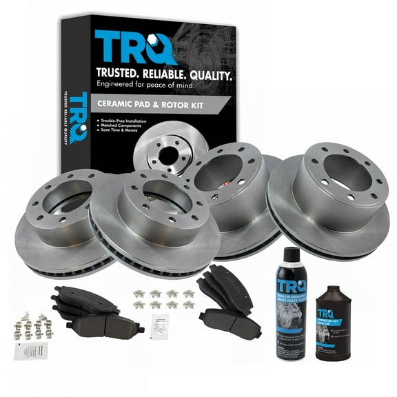 TRQ Front Rear Metallic Brake Pad & Rotor Kit w/Fluids for F250 F350 Super Duty BKA18724 Fits select: 2005-2007 FORD F250, 2005-2007 FORD F350