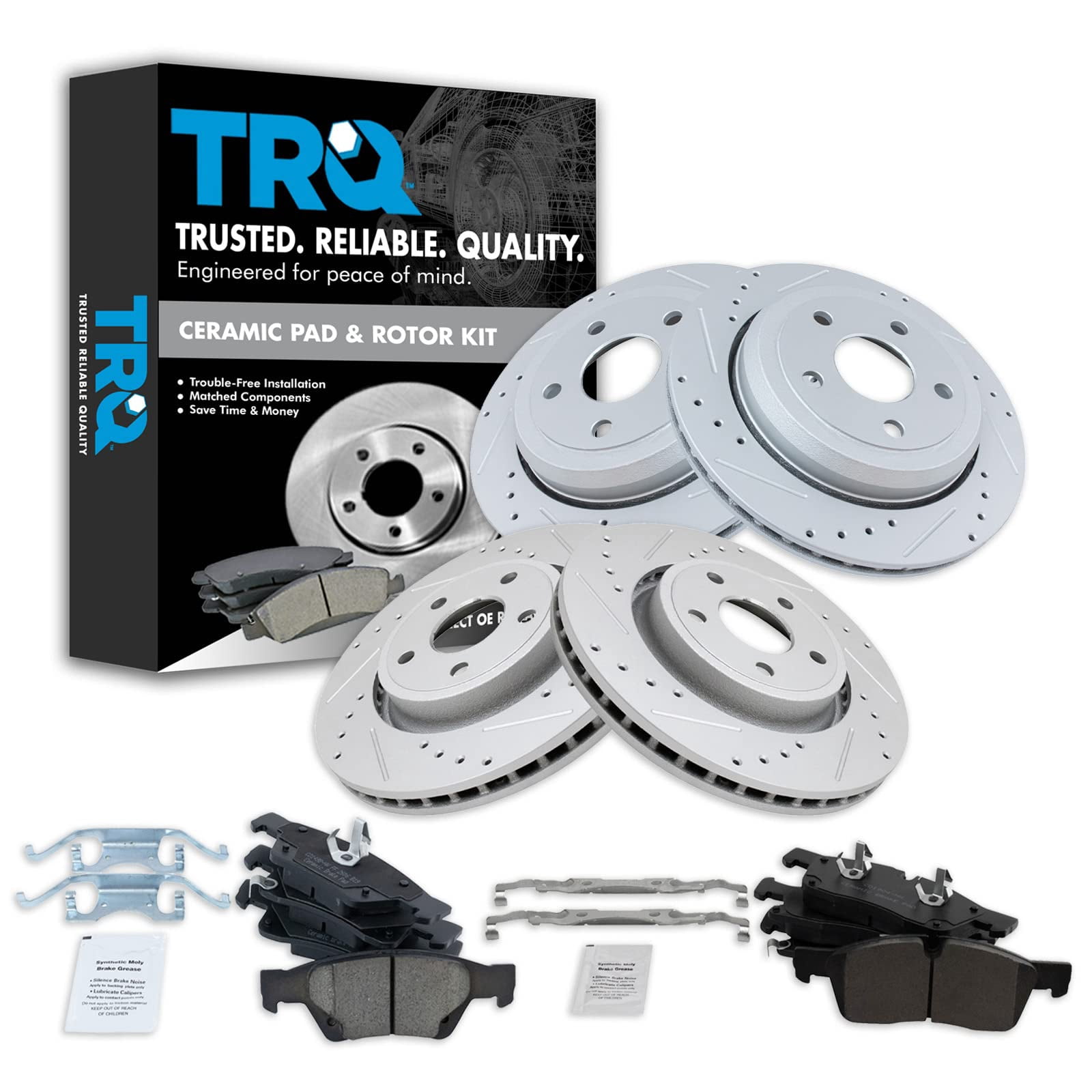 Performance Brake Rotor Rotation TRQ Front and Rear Performance Brake Pad & Rotor Kit Brake Pads Brake ...