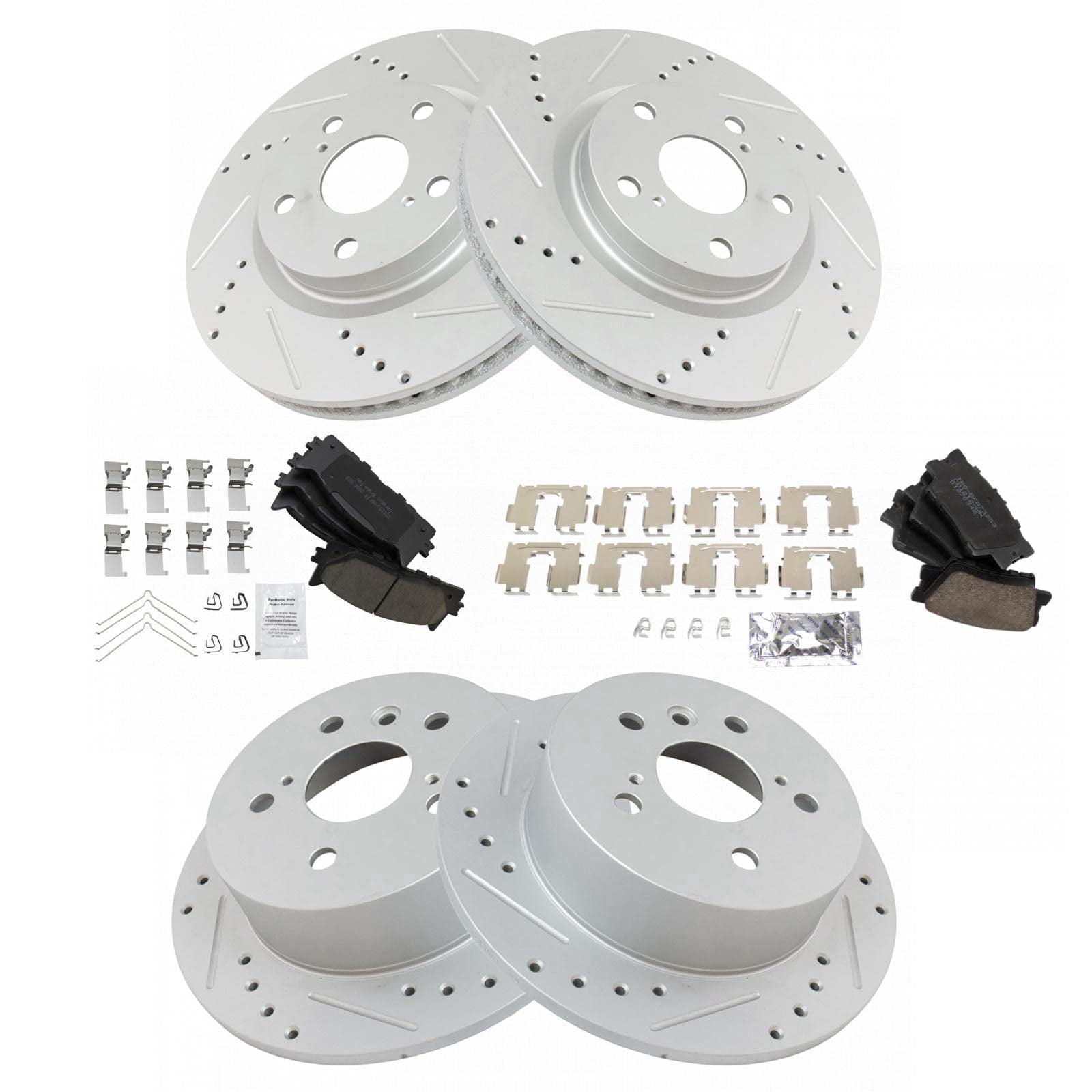 TRQ Front and Rear Performance Brake Pad & Rotor Kit Brake Pads Brake ...