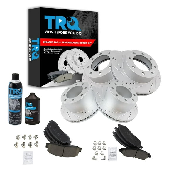 TRQ Front & Rear Performance Brake Rotor & Ceramic Pad Kit w/Chemicals BKA18339 Fits select: 2005-2007 FORD F250, 2005-2007 FORD F350