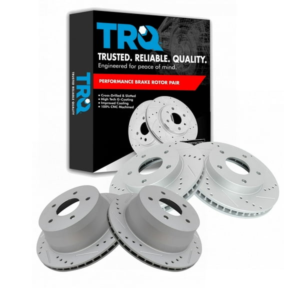 TRQ Front and Rear Performance Brake Rotors Set Premium G-Coated Cross Drilled & Slotted Fits Select 1997-2005 Chevrolet Blazer 1998-2004 S10 1997-2001 GMC Jimmy Sonoma Oldsmobile Bravada