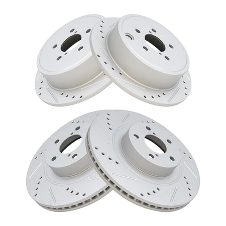 TRQ Front and Rear Performance Brake Rotors Set Premium G-Coated Cross Drilled & Slotted Fits Select 2013-2015 Subaru BRZ 2009-2013 Forester 2008-2014 Impreza 2010-2014 Legacy Outback
