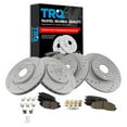 thumbnail image 1 of TRQ Front & Rear Performance Drilled & Slotted Brake Rotor & Posi Ceramic Pad Set, 1 of 8