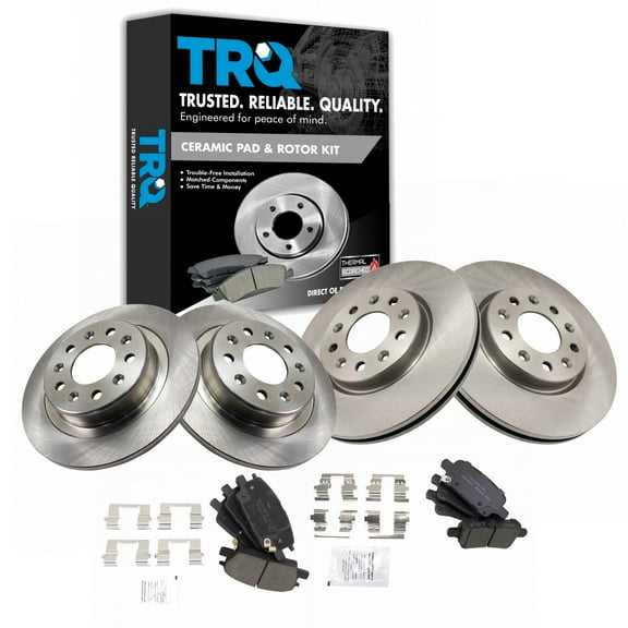 TRQ Front & Rear Posi Ceramic Disc Brake Pads & Rotors Kit Fits Select LaCrosse Malibu