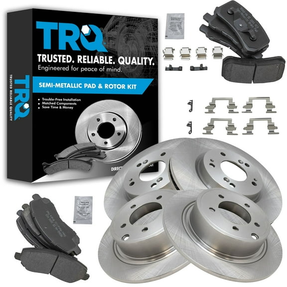TRQ Front & Rear Posi Metallic Disc Brake Pad & Rotor Kit Fits Select Dodge Chrysler