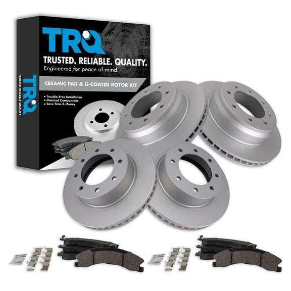 TRQ Front & Rear Premium Ceramic Brake Pad & Coated Rotor Kit for Nissan NV BKA23663