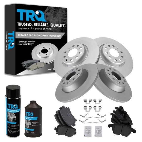 TRQ Front & Rear Premium Ceramic Brake Pad & Coated Rotor Kit w/Chemicals BKA23026 Fits select: 2011-2016 VOLKSWAGEN CC, 2009-2010 VOLKSWAGEN CC SPORT