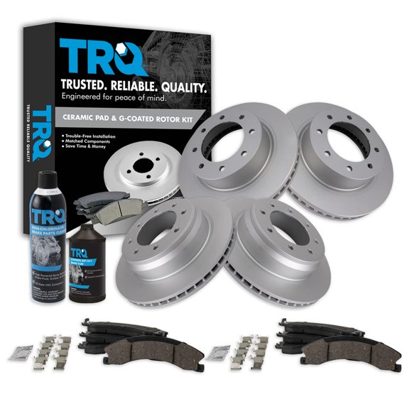 TRQ Front & Rear Premium Ceramic Brake Pad & Coated Rotor Kit w/Chemicals BKA23664 Fits select: 2012-2019 NISSAN NV