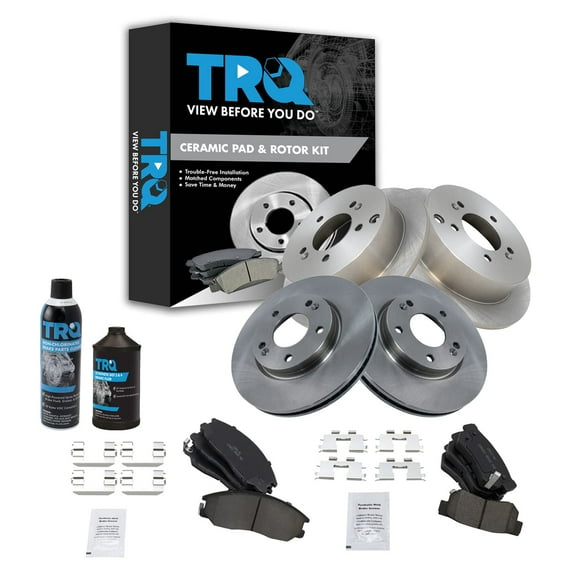 TRQ Front & Rear Premium Ceramic Brake Pad & Rotor Kit w/Chemicals for Santa Fe BKA17406