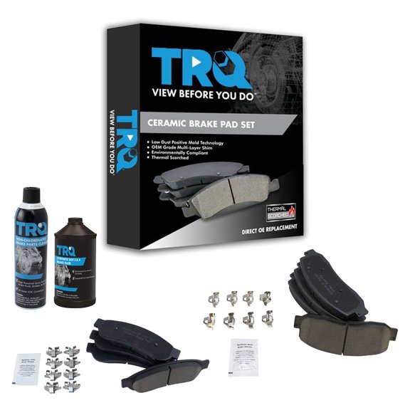 TRQ Front & Rear Premium Ceramic Disc Brake Pad Kit w/Chemicals for Ford Truck BFA15193 Fits select: 2008-2012 FORD F250, 2005-2012 FORD F350