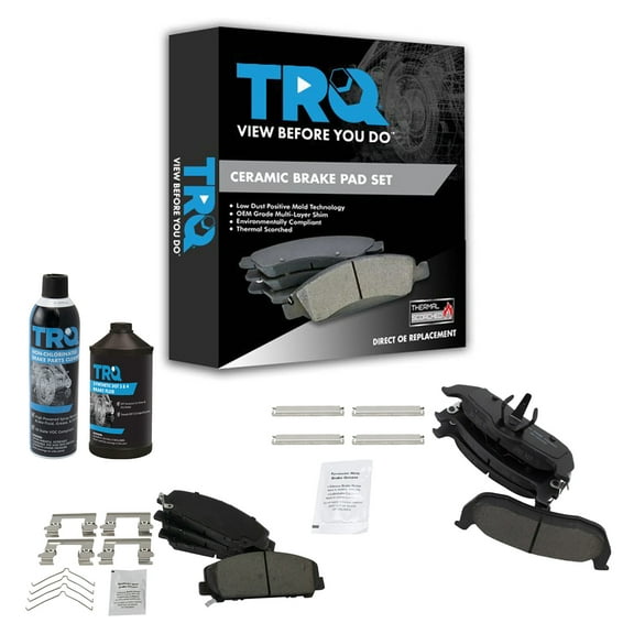TRQ Front & Rear Premium Posi Ceramic Disc Brake Pad Kit w/Chemicals for Nissan BFA15165