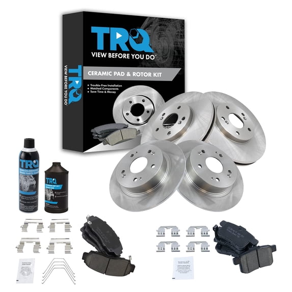 TRQ Front & Rear Premium Posi Ceramic Disc Brake Pad & Rotor Kit w/Chemicals BKA16029 Fits select: 2011-2014 ACURA TSX, 2011-2012 HONDA ACCORD EX