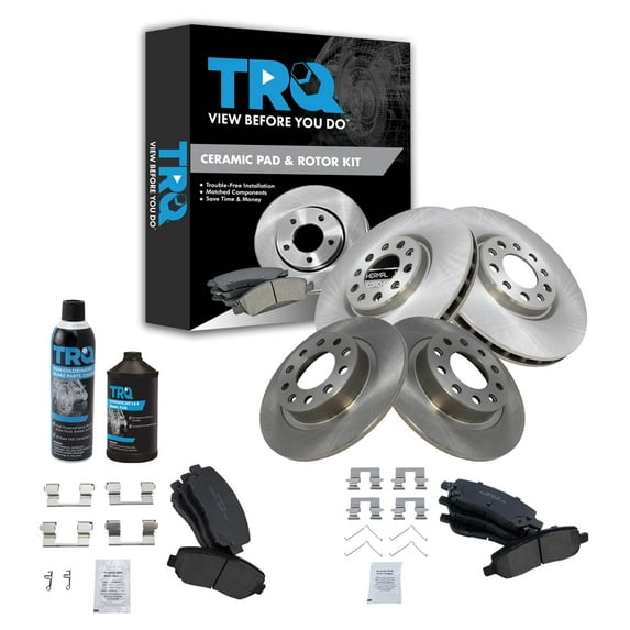 TRQ Front & Rear Premium Posi Ceramic Disc Brake Pad & Rotor Kit w/Chemicals BKA16032 Fits select: 2013-2016 DODGE DART