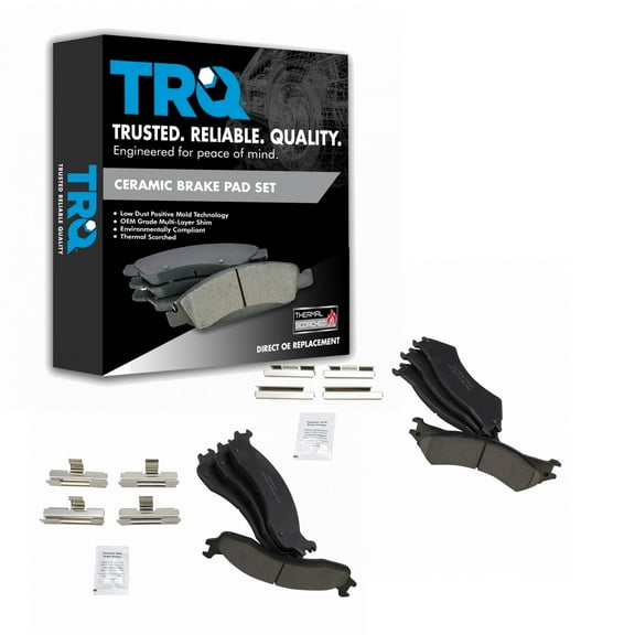 TRQ Front & Rear Premium Posi Ceramic Disc Brake Pad Set Kit for Ford Van BFA13093 Fits select: 1999-2007 FORD ECONOLINE
