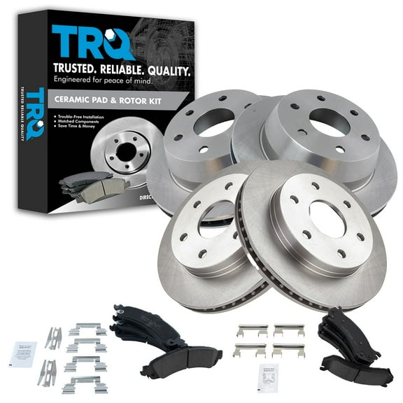 TRQ Front & Rear Premium Posi Ceramic Disc Brake Pads & Rotors Kit Fits Select GM
