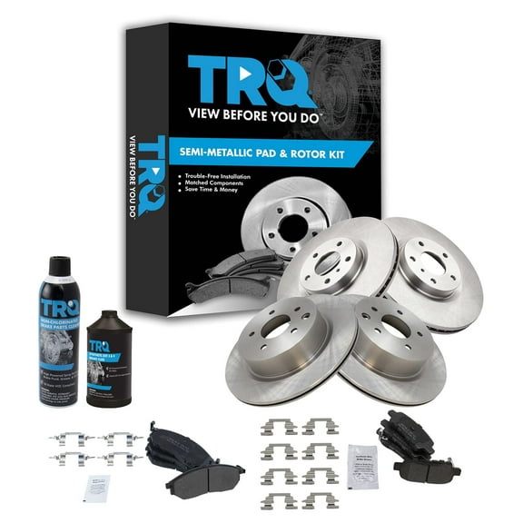 TRQ Front Rear Premium Posi Metallic Pad & Brake Rotor w/Chemicals BKA18161