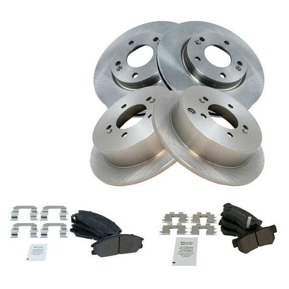 TRQ Front & Rear Premium Posi Semi-Metallic Brake Pad & Rotor Kit Fits Select Santa Fe