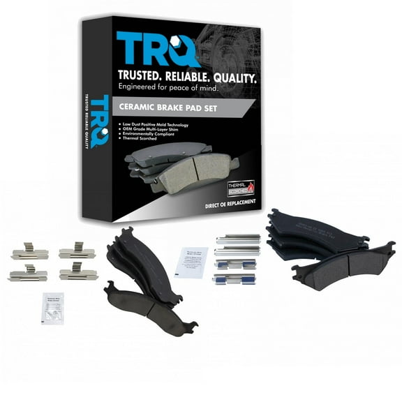 TRQ Front & Rear Premium Posi Semi-Metallic Disc Brake Pad Set Kit for Ford Van BFA20212 Fits select: 1999-2007 FORD ECONOLINE