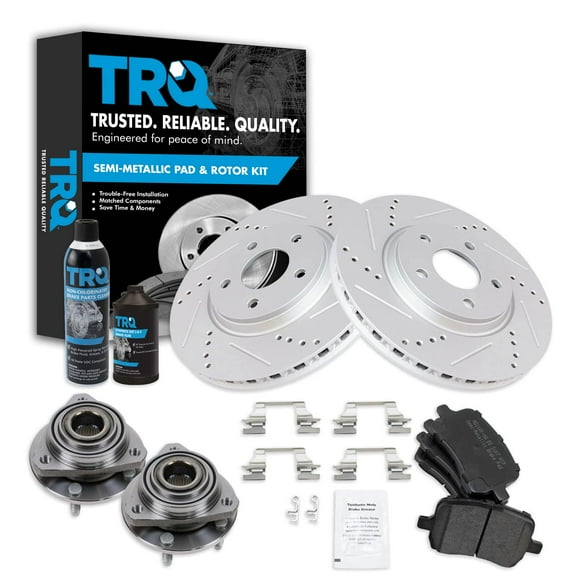 TRQ Front Semi-Metallic Brake Pad Hub & Performance Rotor Kit for Chevy Pontiac BKA21879