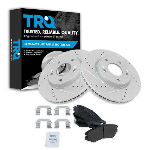 TRQ Front Semi Metallic Brake Pad & Performance Rotor Kit Fits Select Sephia Tucson