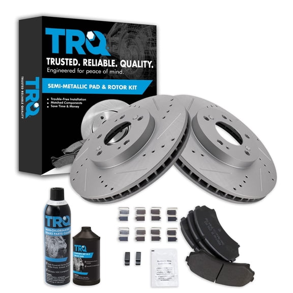 TRQ Front Semi Metallic Brake Pad, Performance Rotor Kit for Mitsubishi Endeavor BKA21427