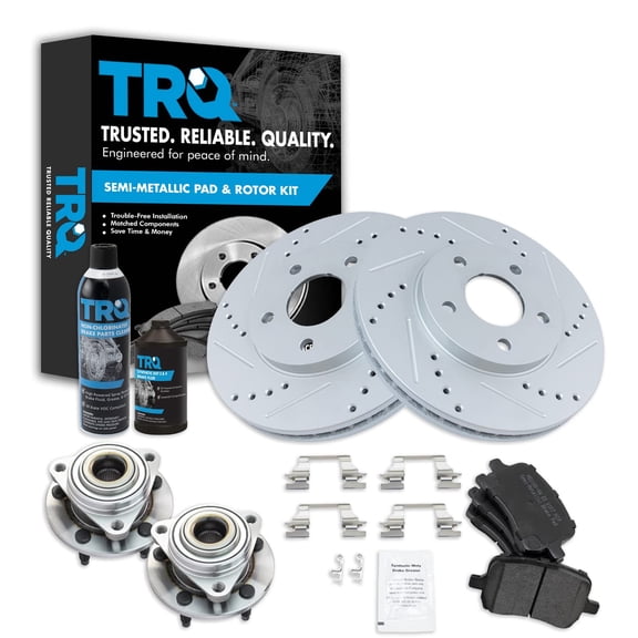 TRQ Front Semi-Metallic Brake Pad Performance Rotor & Wheel Hub Kit for Chevy BKA21881 Fits select: 2006-2008 CHEVROLET HHR