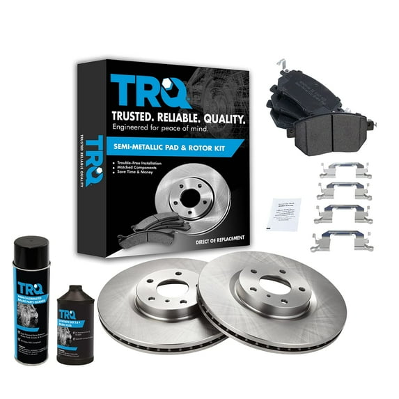 TRQ Front Semi Metallic Brake Pad & Rotor Kit w/Fluids for Altima Maxima Murano BKA18066