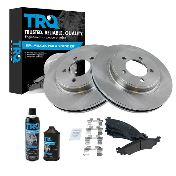 TRQ Front Semi Metallic Brake Pad & Rotor Kit w/Fluids for Explorer Mountaineer BKA15600