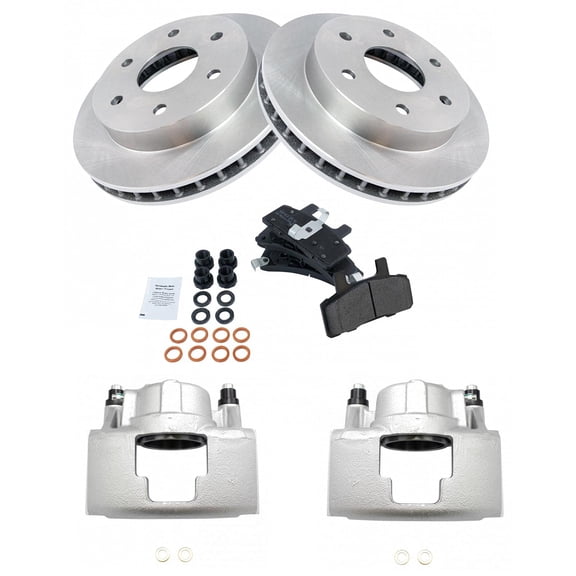 TRQ Front Semi-Metallic Disc Brake Pad Rotor & Caliper Kit Fits Select Chevy GMC K1500 K2500