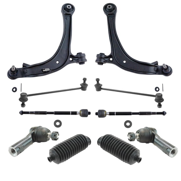 TRQ Front Steering and Suspension Kit Tie Rods Control Arms Ball Joints Sway Bar Links Rack and Pinion Bellows Fits 2011 2012 2013 Honda Odyssey