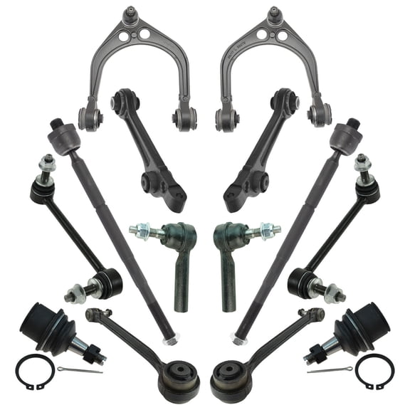 TRQ Front Steering & Suspension Kit Ball Joint Control Arm Control Arm with Ball Joint Sway Bar Stabilizer Link Tie Rod Fits 2015-2022 Chrysler 300 Dodge Challenger Charger
